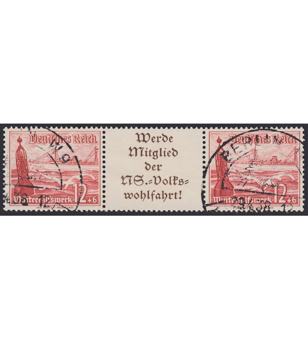 Deutsches Reich Zusammendruck W130 gestempelt Winterhilfe 1937 (12+A11.2+12)
