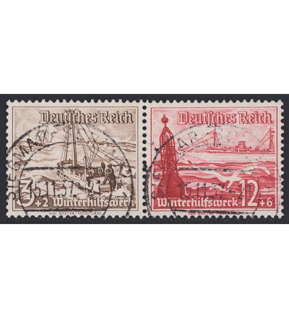 Deutsches Reich Zusammendruck W131 gestempelt Winterhilfe 1937 (3+12)