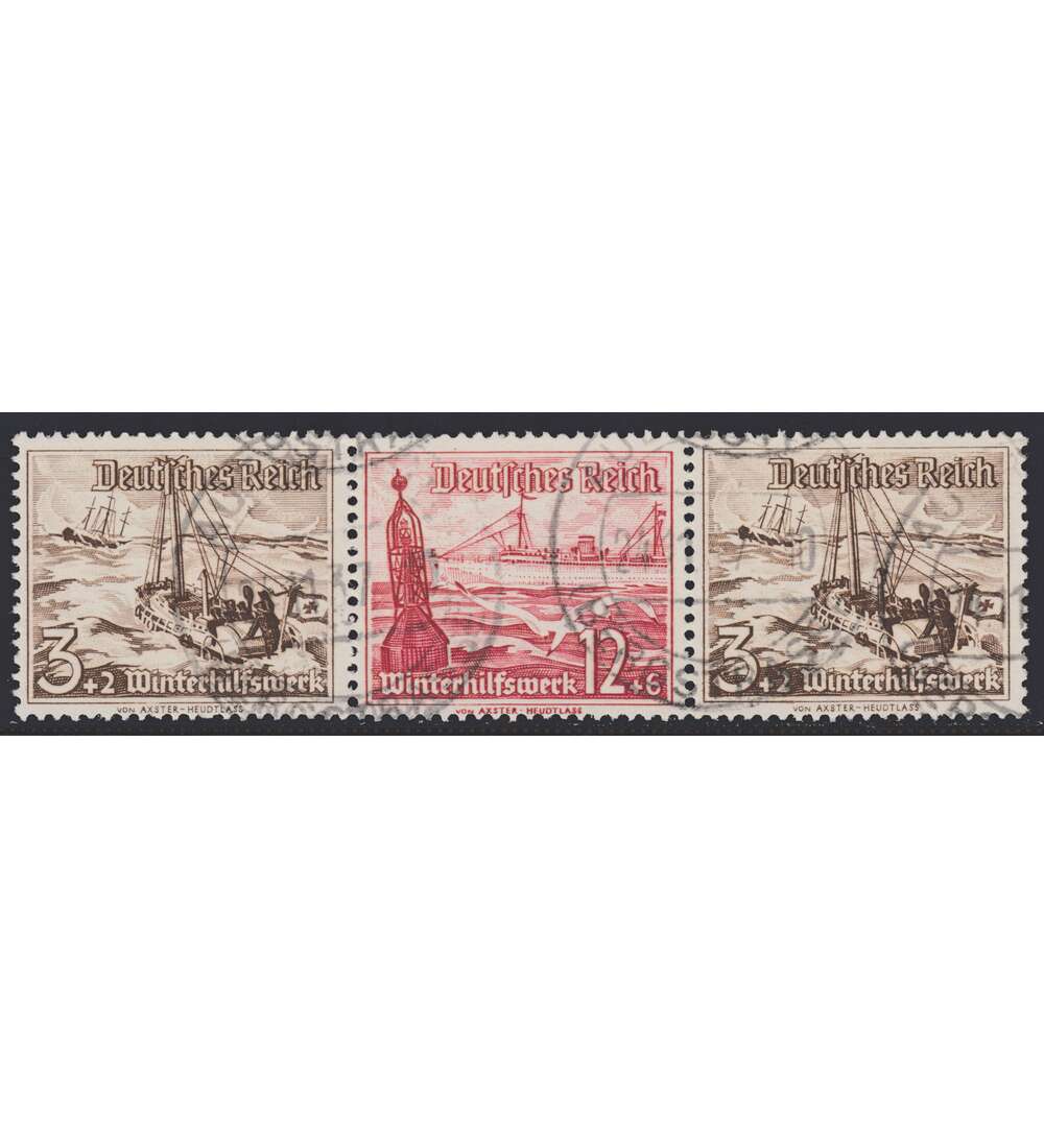 Deutsches Reich Zusammendruck W132 gestempelt Winterhilfe 1937 (3+12+3)