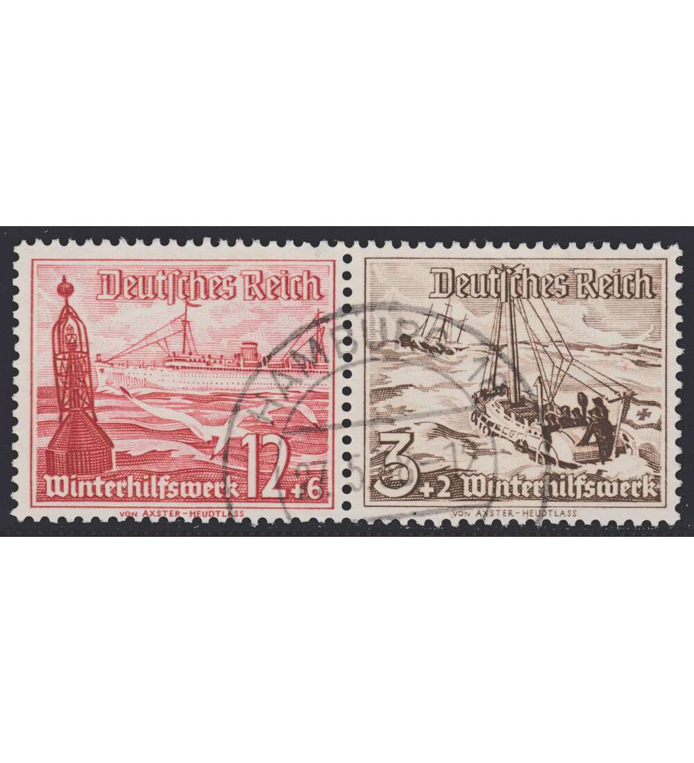 Deutsches Reich Zusammendruck W133 gestempelt Winterhilfe 1937 (12+3)