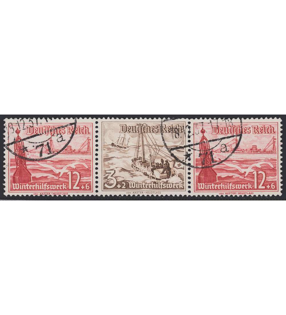 Deutsches Reich Zusammendruck W134 gestempelt Winterhilfe 1937 (12+3+12)