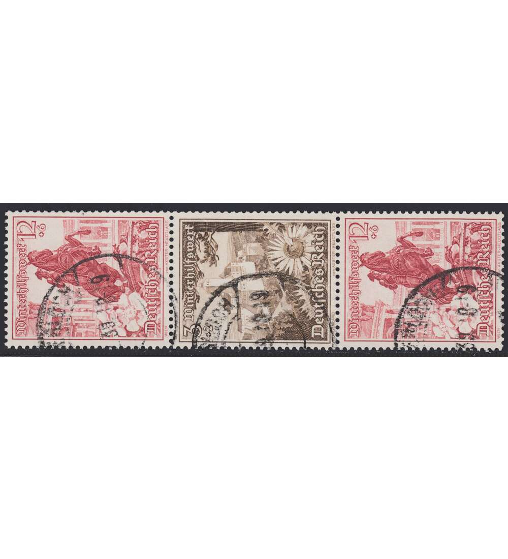 Deutsches Reich Zusammendruck S250 gestempelt Winterhilfe 1938 (12+3+12)