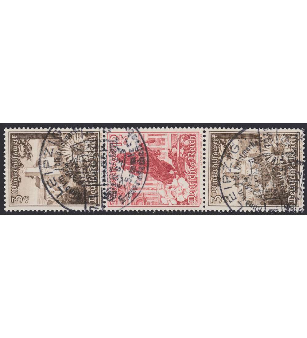 Deutsches Reich Zusammendruck S252 gestempelt Winterhilfe 1938 (3+12+3)