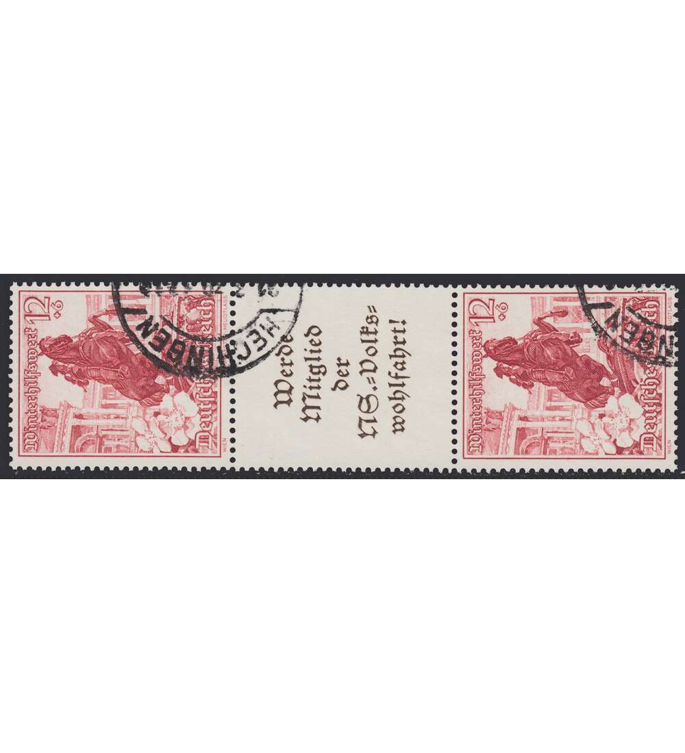 Deutsches Reich Zusammendruck S254 gestempelt Winterhilfe 1938 (12+A11.3+12)