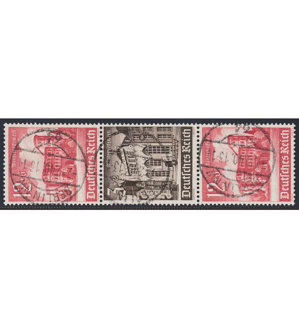 Deutsches Reich Zusammendruck S267 gestempelt Winterhilfe 1940 (12+3+12)
