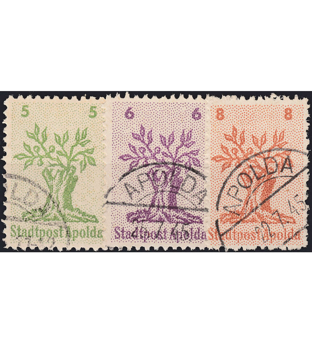 Deutsche Lokalausgabe Apolda Nr. 1 - 3 gestempelt