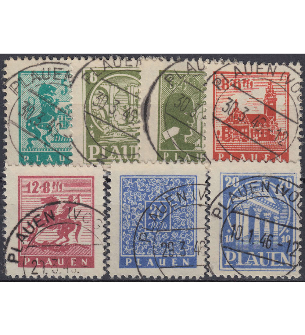 Deutsche Lokalausgabe Plauen Nr. 1 - 7 gestempelt