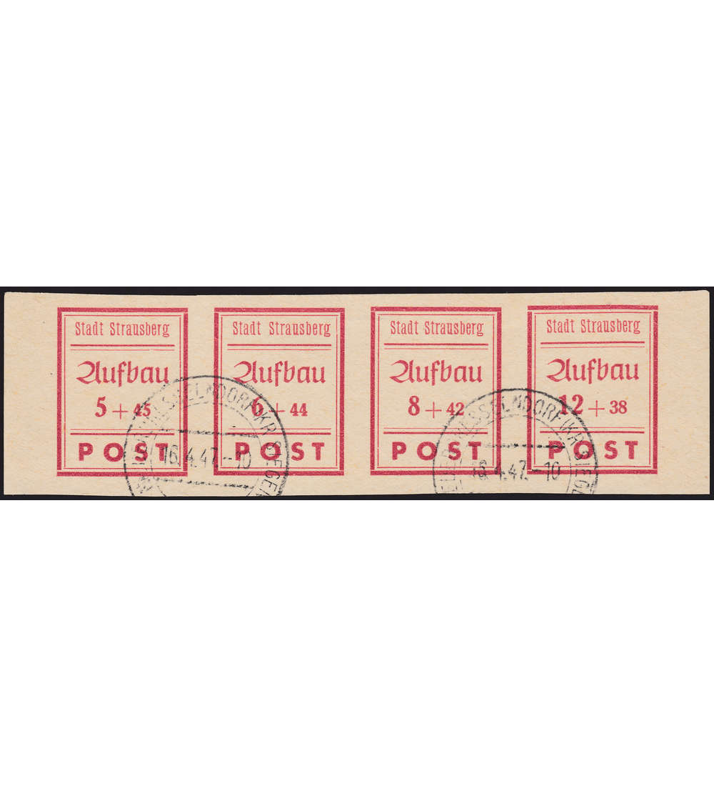 Deutsche Lokalausgabe Strausberg Nr. 34 - 37 B Streifen gestempelt