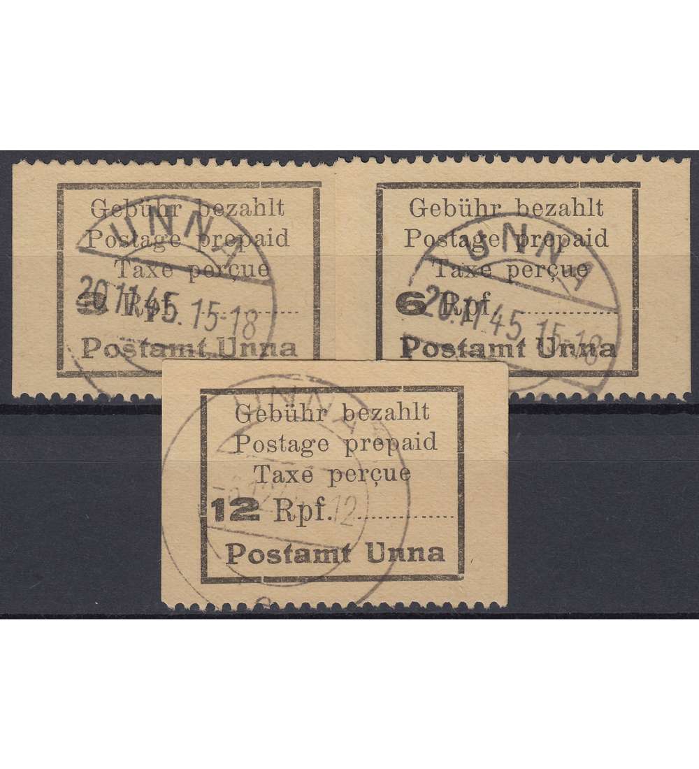 Deutsche Lokalausgabe Unna Nr. 1 - 3 gestempelt
