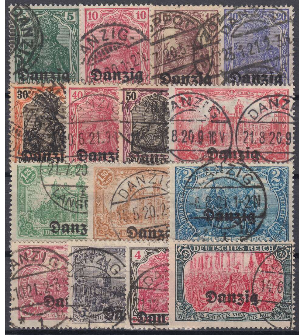 Danzig Nr. 1-15 gestempelt