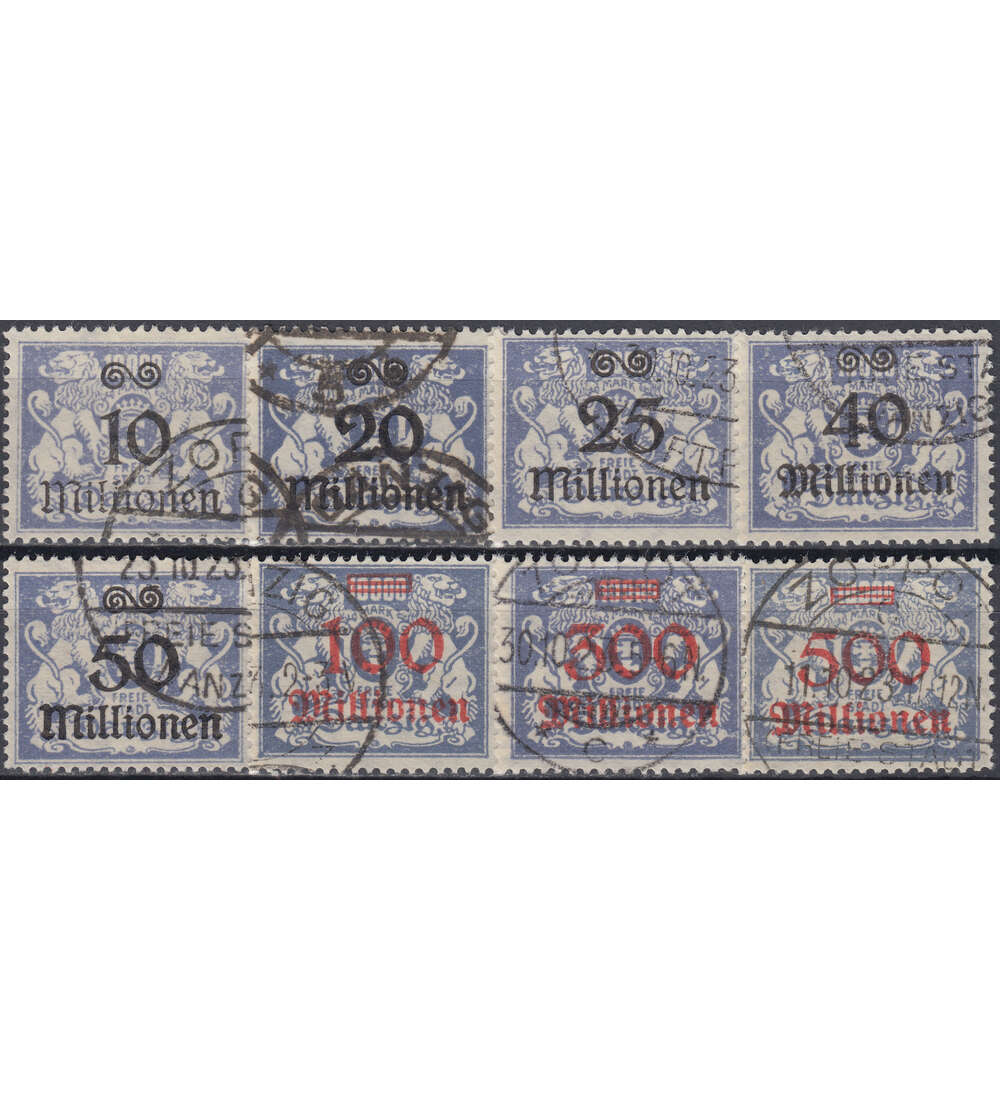 Danzig Nr. 169-176 gestempelt