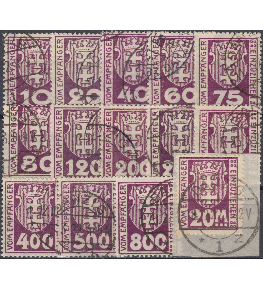 Danzig Portomarken Nr. 1-14 gestempelt