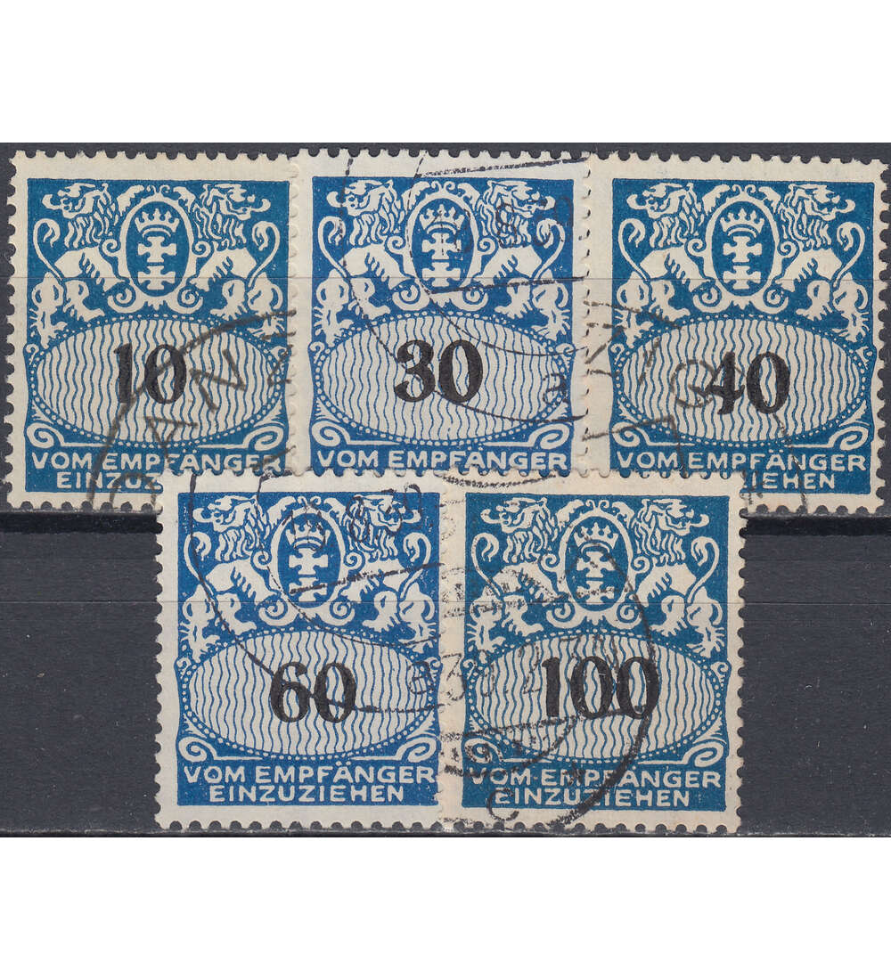 Danzig Portomarken Nr. 43-47 gestempelt