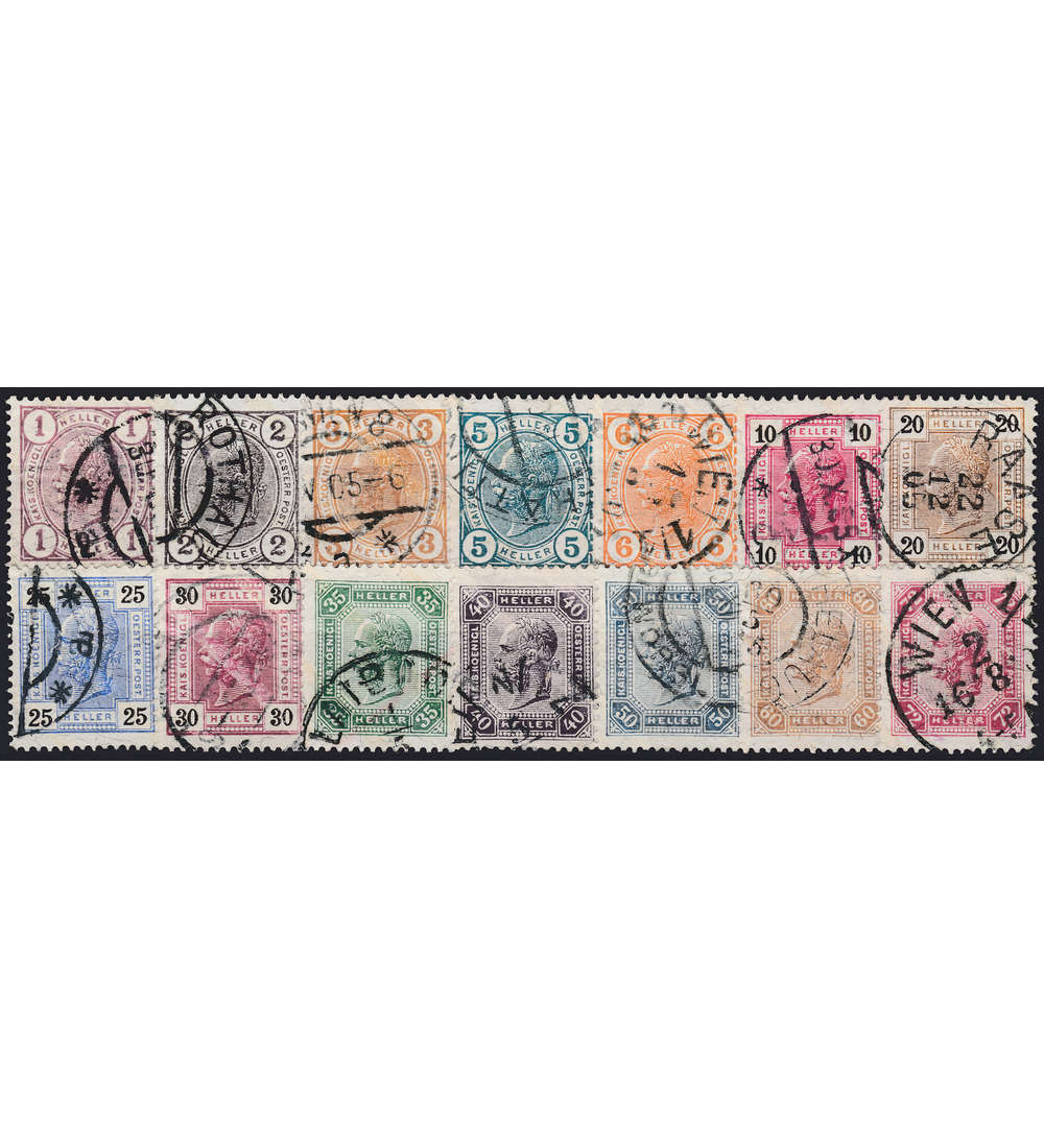 sterreich Nr. 105-118 gestempelt Kaiser Franz Joseph Freimarken 1904