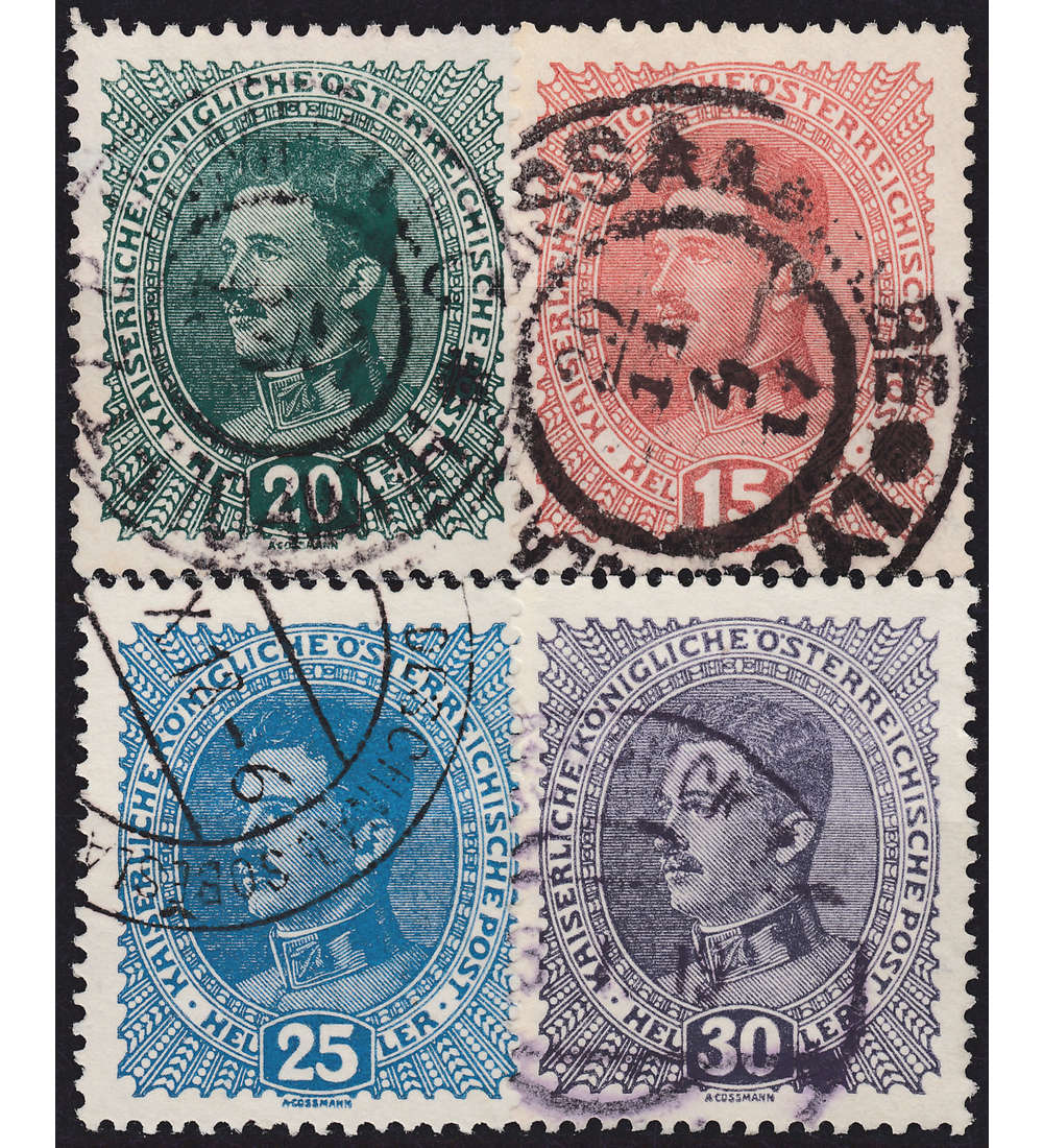 sterreich Nr. 221-224 gestempelt Kaiser Karl Freimarken 1916