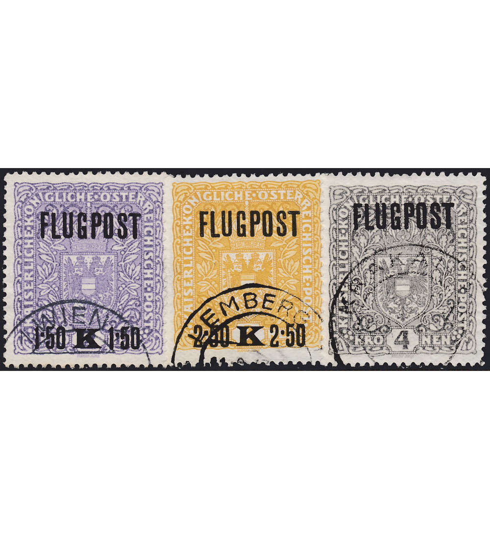 sterreich Nr. 225-227y gestempelt Flugpostmarken 1918