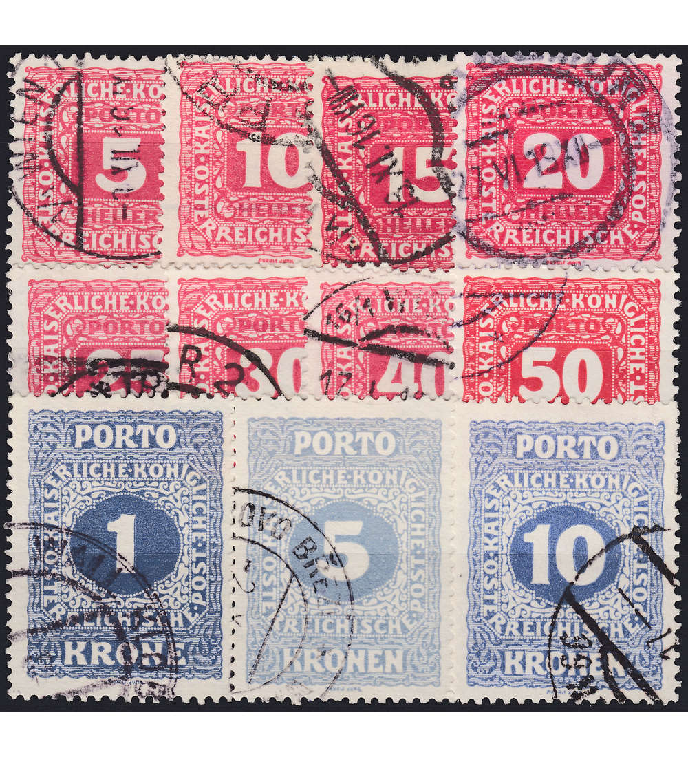 �sterreich Portomarken 1916 Nr. 47B-54B,55A-57A gestempelt