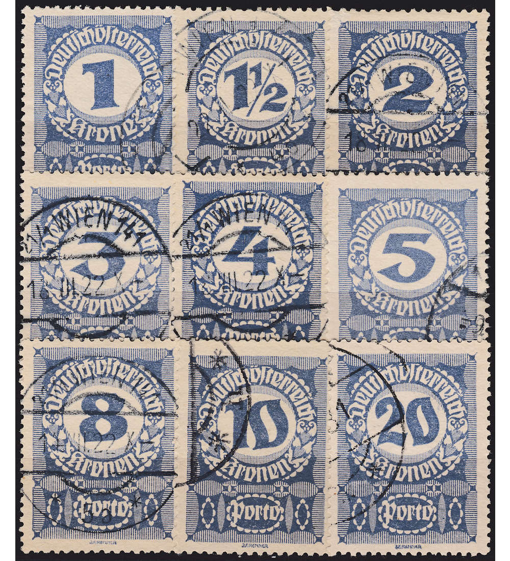 �sterreich Portomarken 1920-21 Nr. 84-92y gestempelt 9 Werte