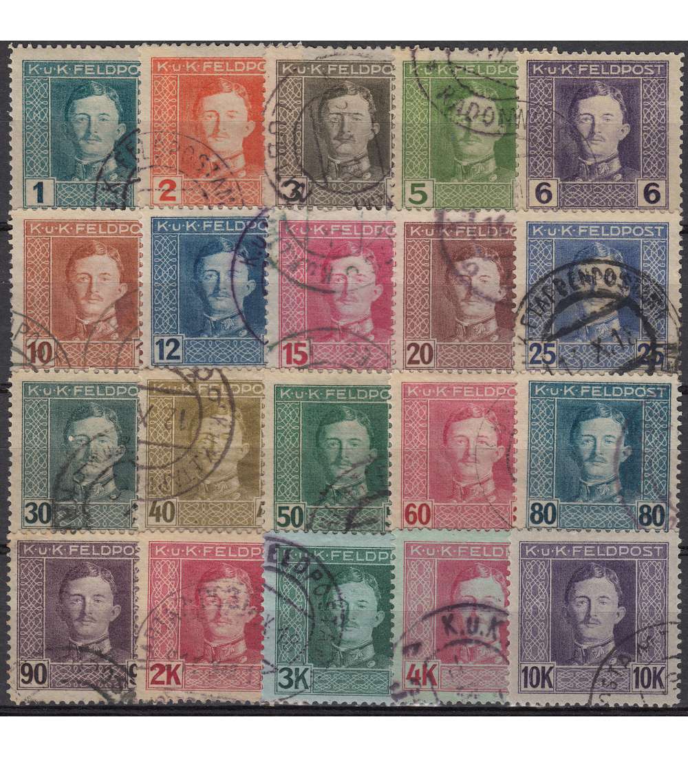 sterreichisch-ungarische Feldpost Allgemeine Ausgabe Nr. 53-72 gestempelt