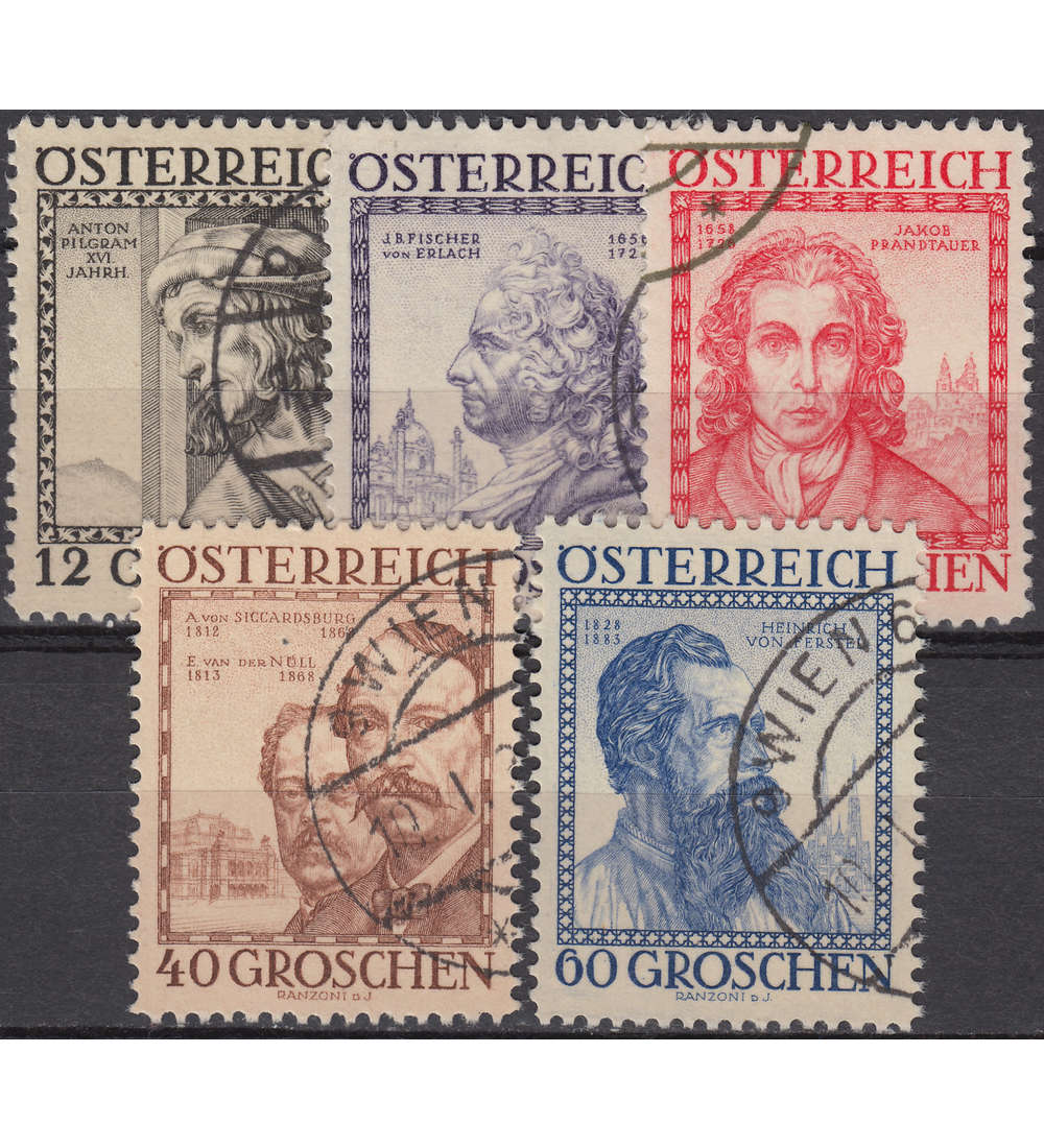 sterreich Nr. 591-596 gestempelt sterreich. Baumeister 1934