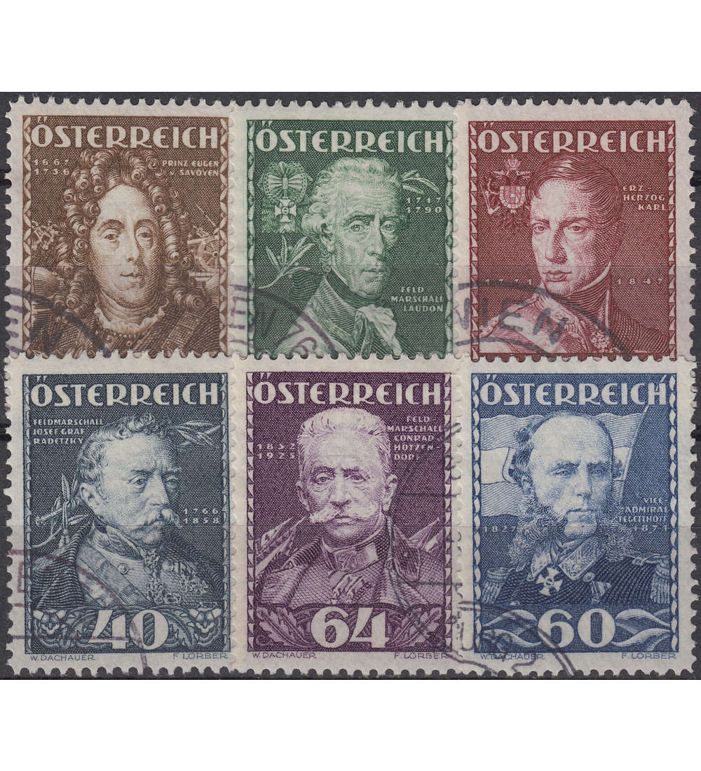 sterreich Nr. 617-622 gestempelt sterreich. Heerfhrer 1935