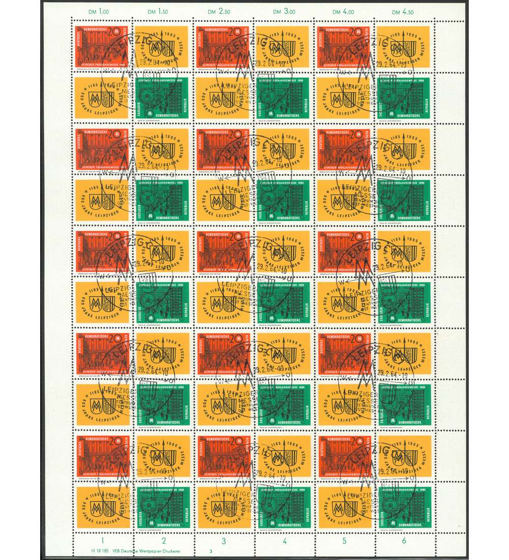 DDR ZD-Bogen Nr. 1012-1013 Frhjahrsmesse 1964 gestempelt