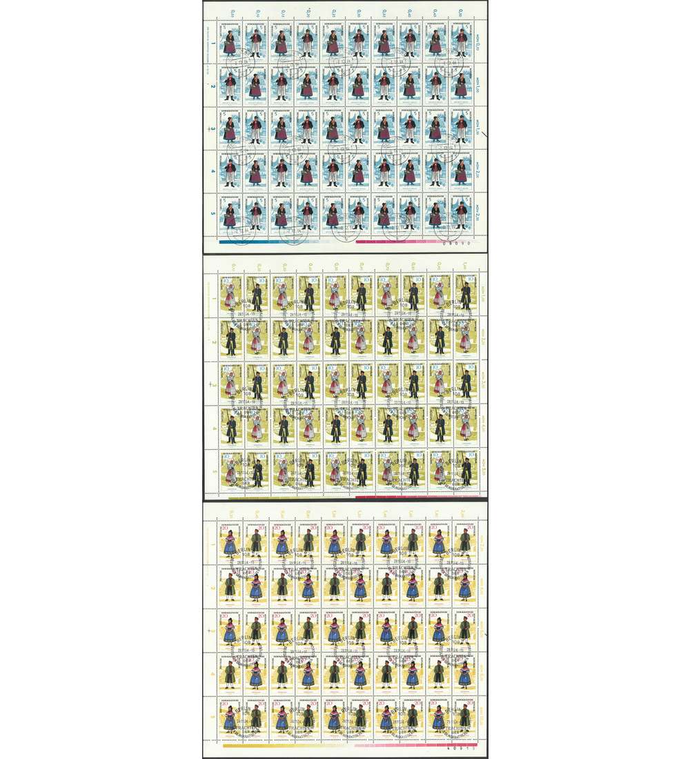 DDR ZD-Bogen Nr. 1074-1079 Volkstrachten I 1964 gestempelt