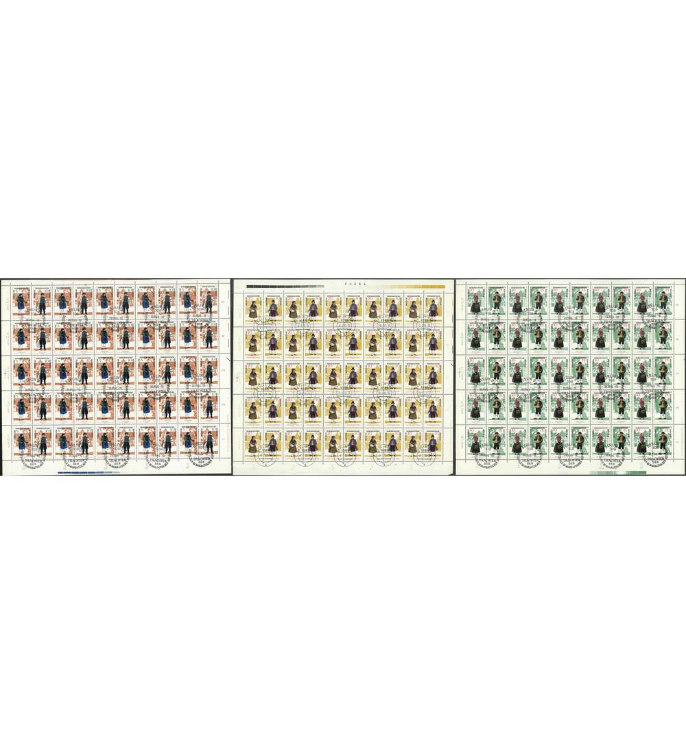 DDR ZD-Bogen Nr. 1214-1219 Trachten 1966 gestempelt