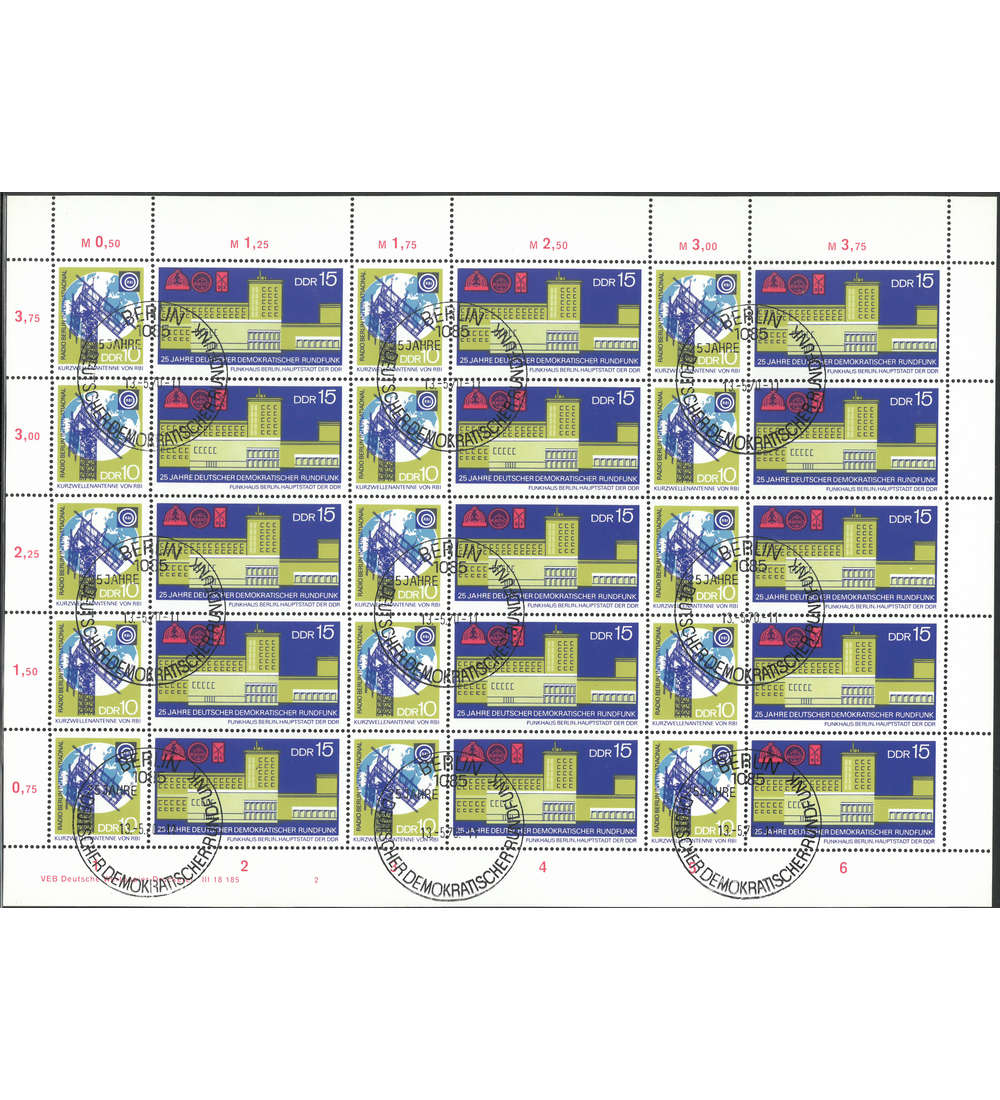 DDR ZD-Bogen Nr. 1573-1574 25 Jahre Rundfunk 1967 gestempelt
