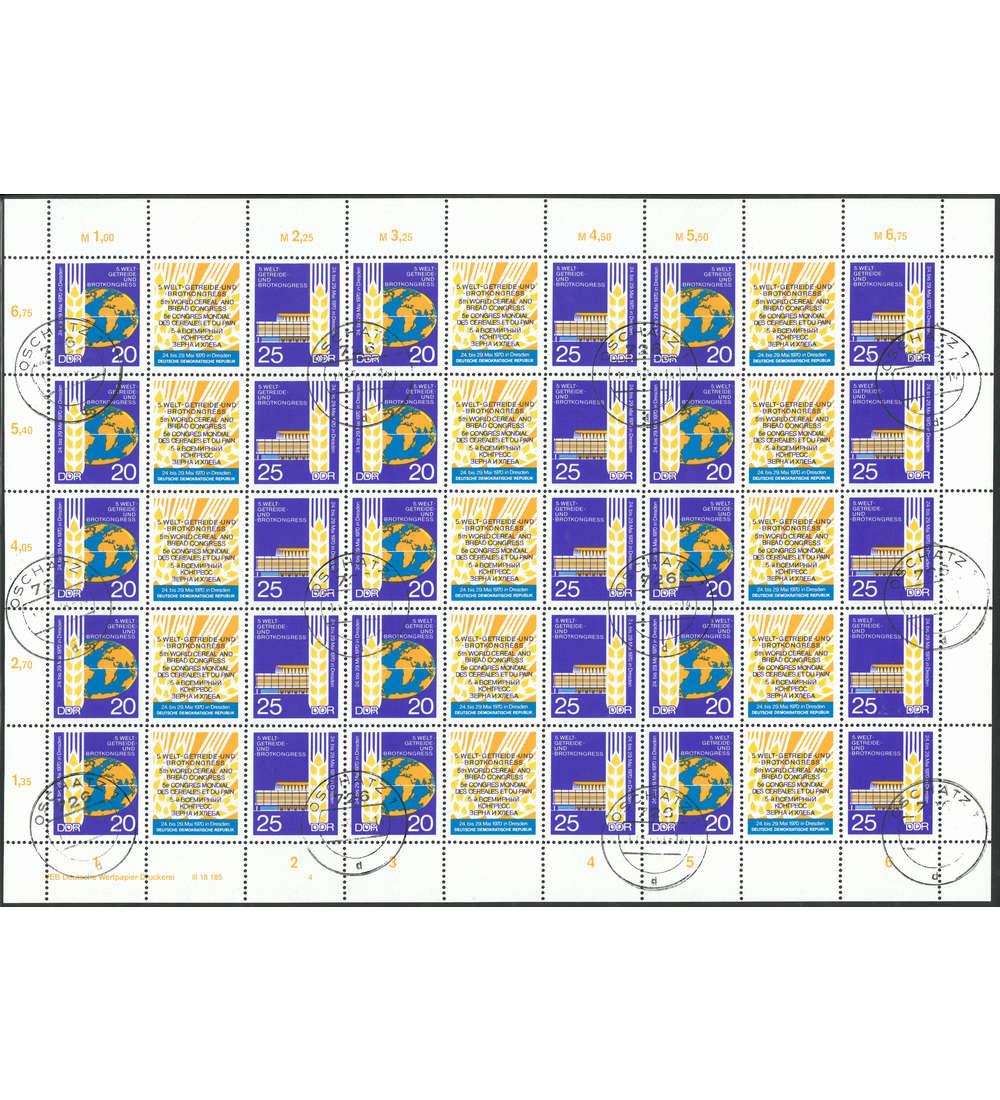 DDR ZD-Bogen Nr. 1575-1576 Getreidekongre 1970 gestempelt