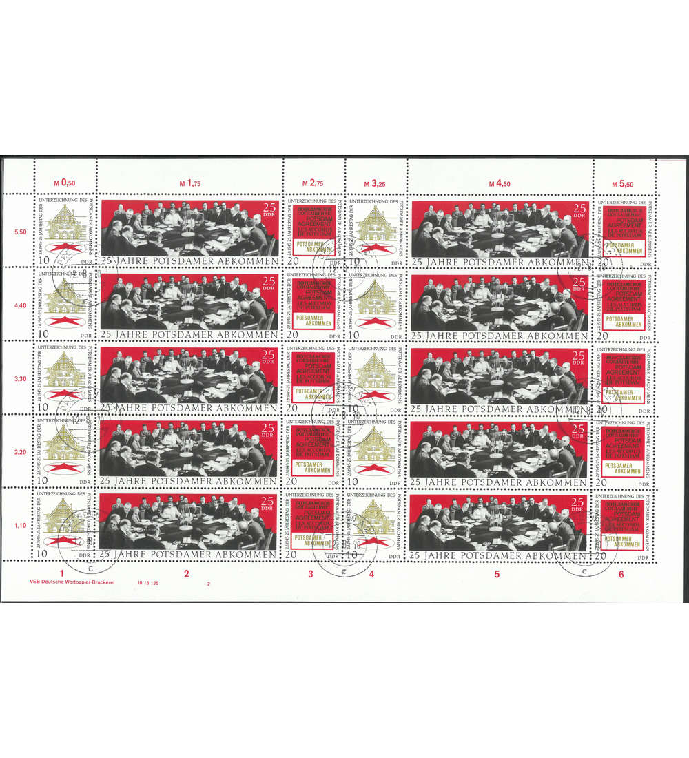 DDR ZD-Bogen Nr. 1598-1600 Potsdamer Abkommen 1970 gestempelt