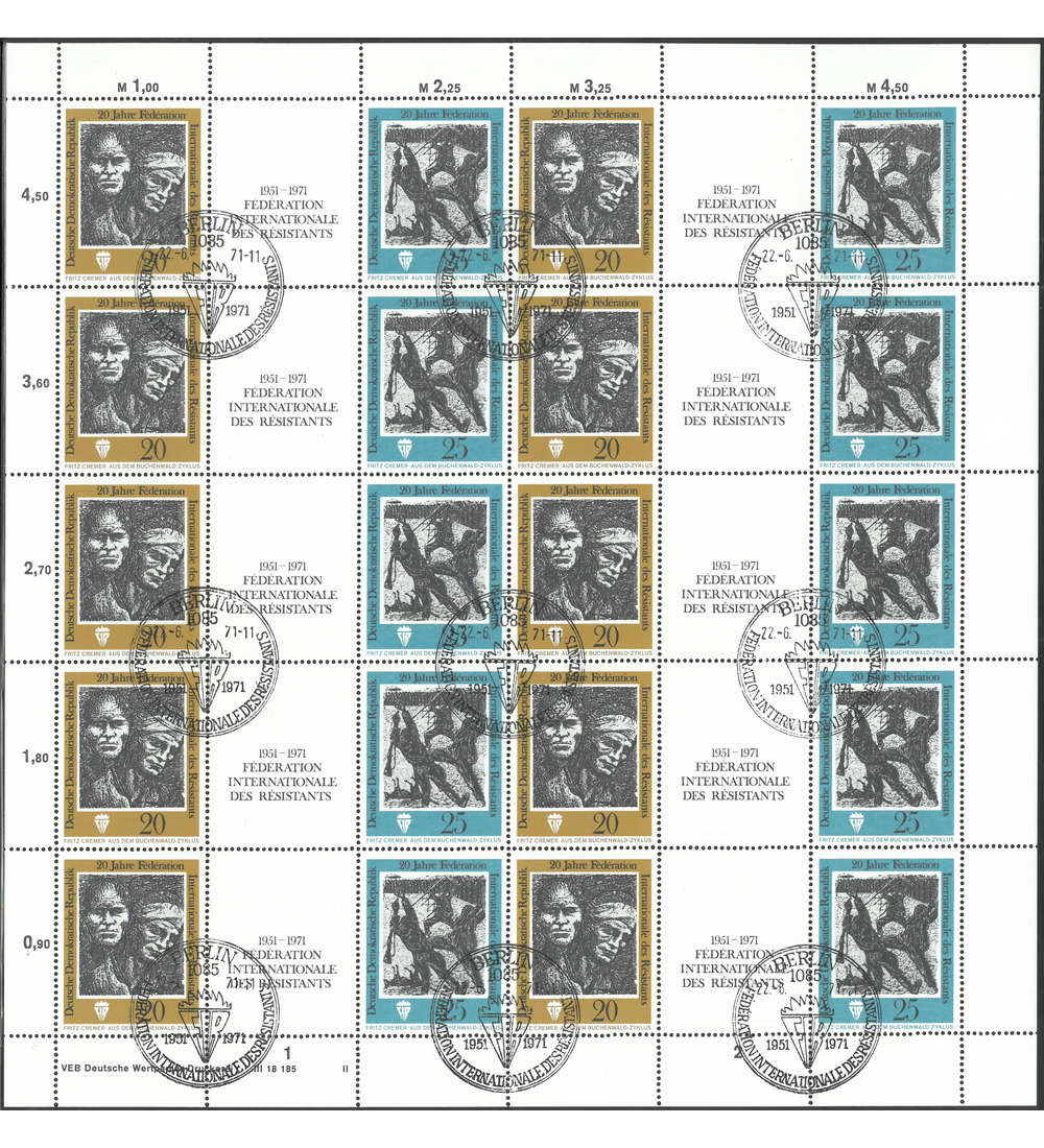 DDR ZD-Bogen Nr. 1680-1681 Widerstandskmpfer 1971 gestempelt