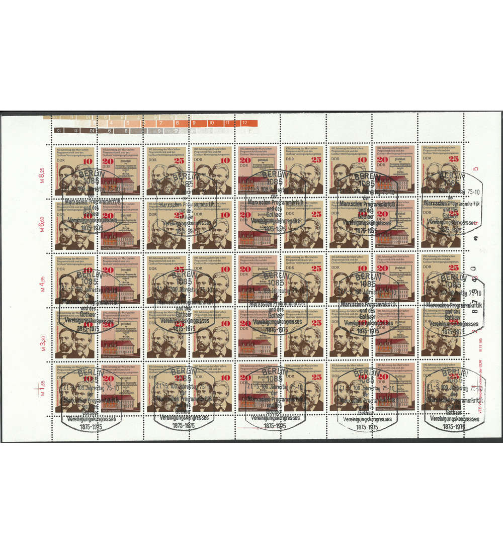 DDR ZD-Bogen Nr. 2050-2052 Marx 1975 gestempelt
