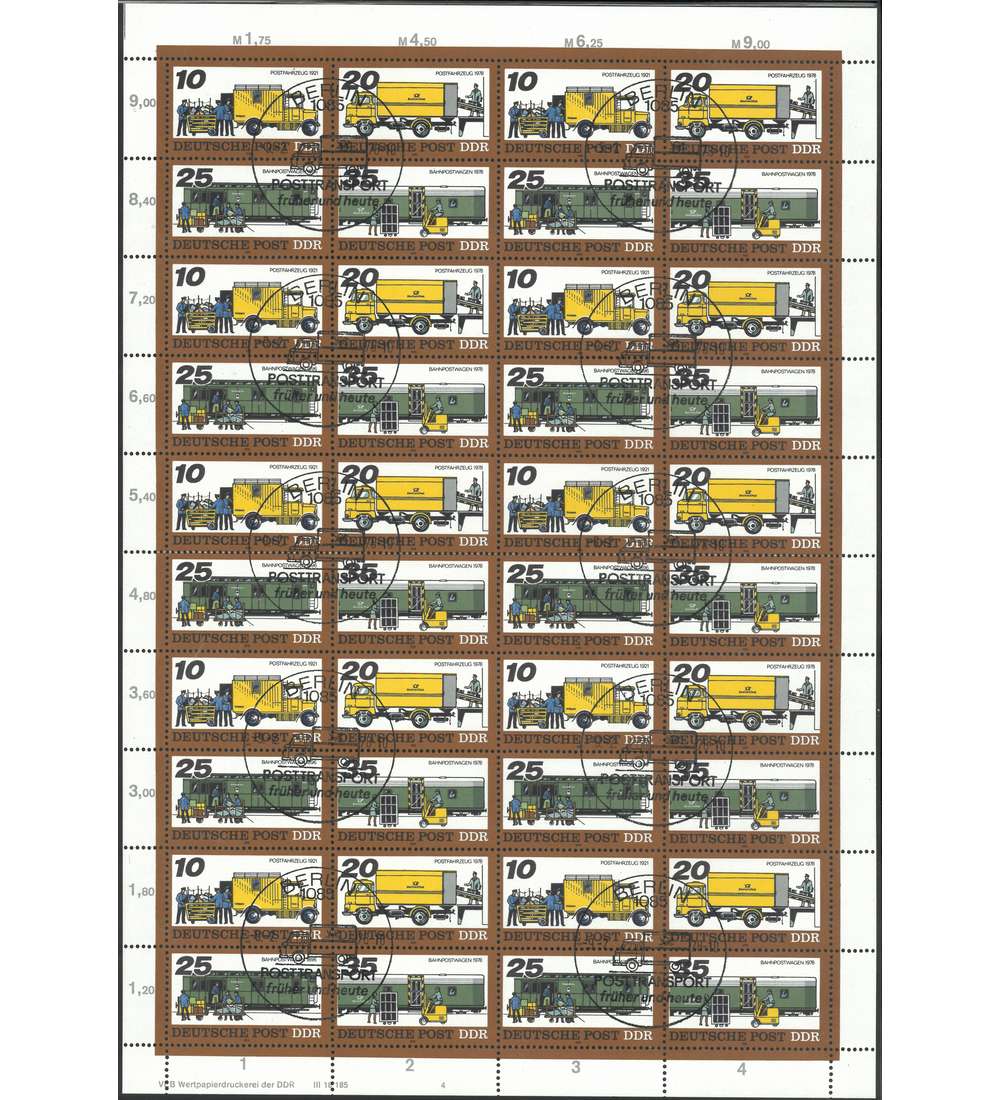 DDR ZD-Bogen Nr. 2299-2302 Posttransport 1978 gestempelt