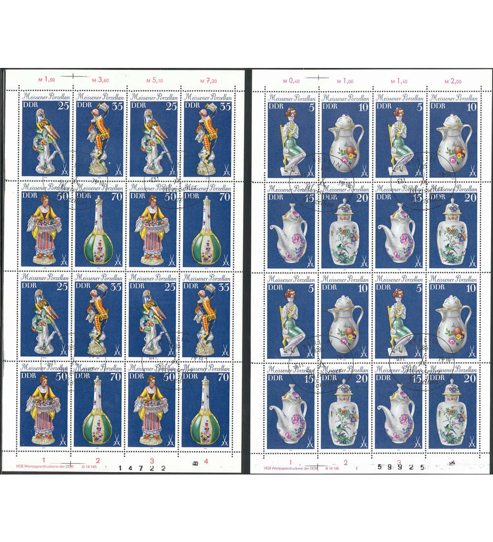 DDR ZD-Bogen Nr. 2464-2471     Meissner Porzellan 1979 gestempelt