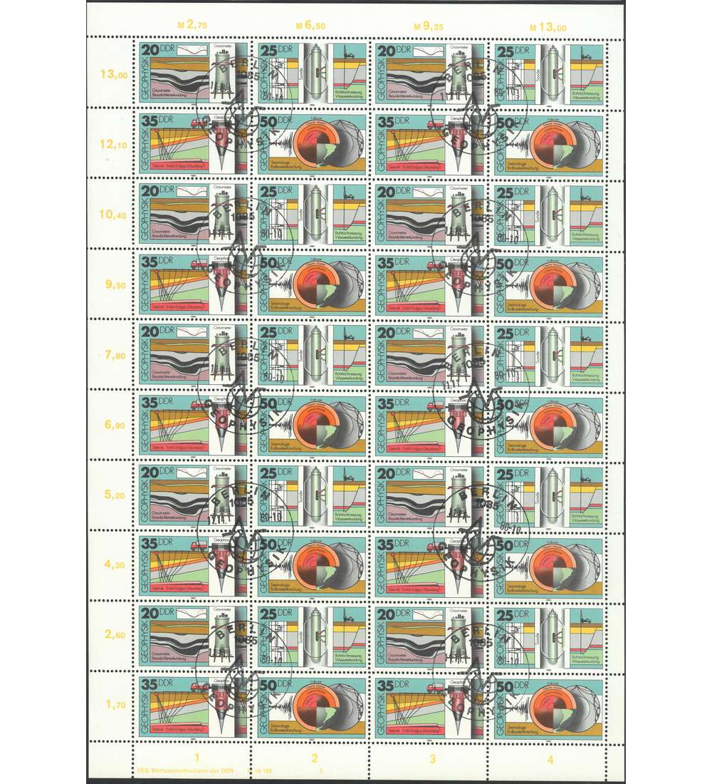 DDR ZD-Bogen Nr. 2557-2560 Geophysik 1980 gestempelt