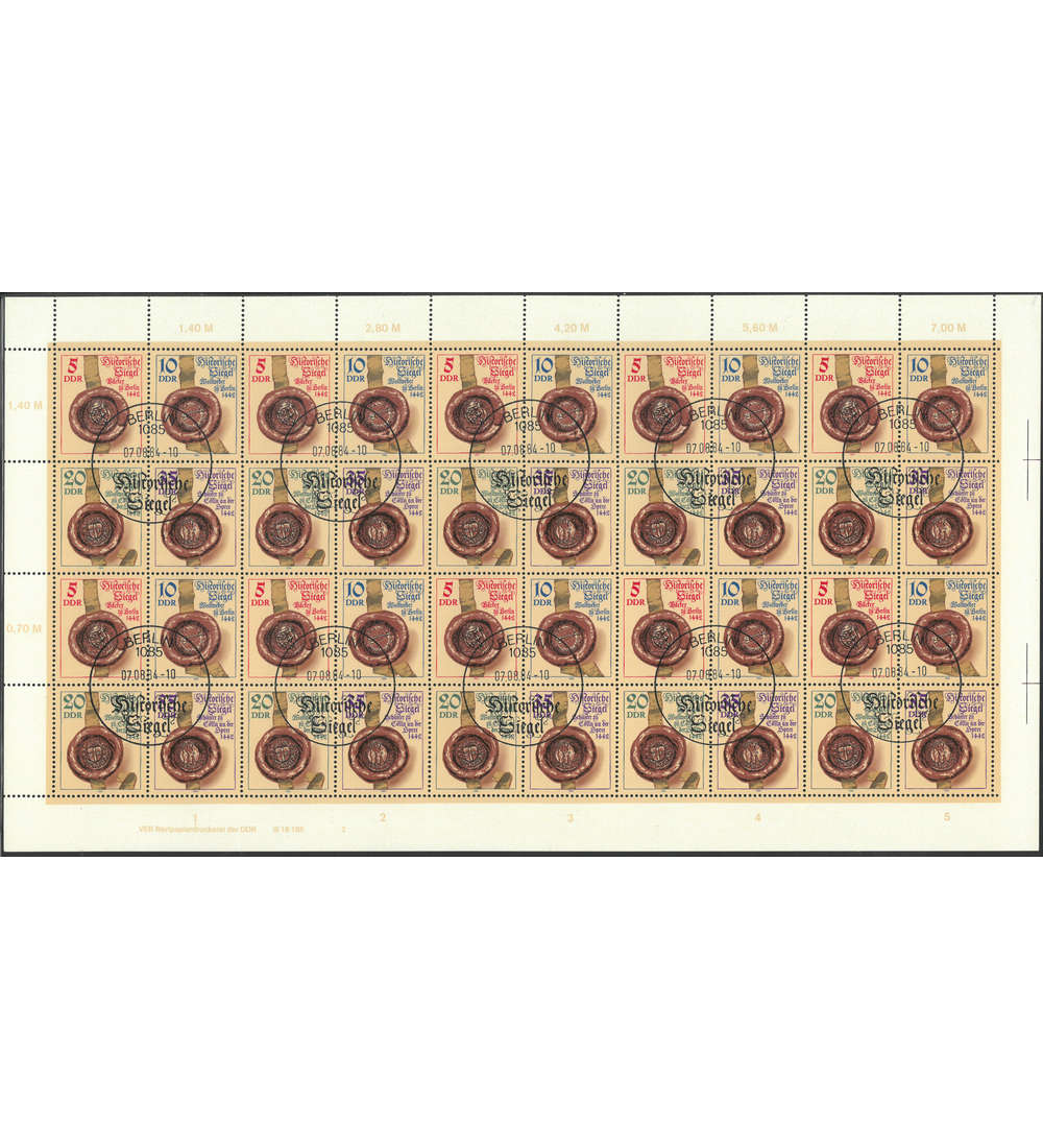 DDR ZD-Bogen Nr. 2884-2887 Historische Siegel 1984 gestempelt