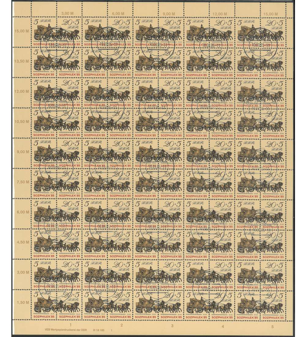 DDR ZD-Bogen Nr. 2965-2966 SOZPHILEX 1985 gestempelt