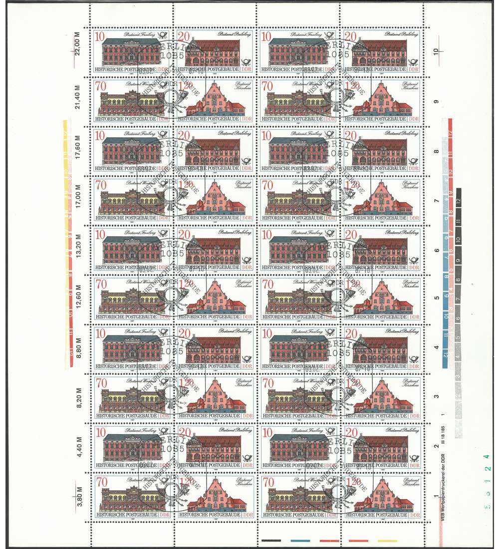 DDR ZD-Bogen Nr. 3067-3070 Postgebude 1987 gestempelt