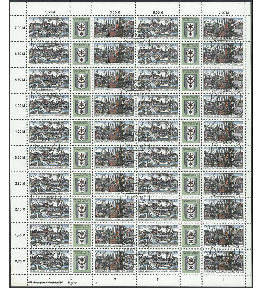 DDR ZD-Bogen Nr. 3338-3339 Briefmarkenausstellung 1990 gestempelt
