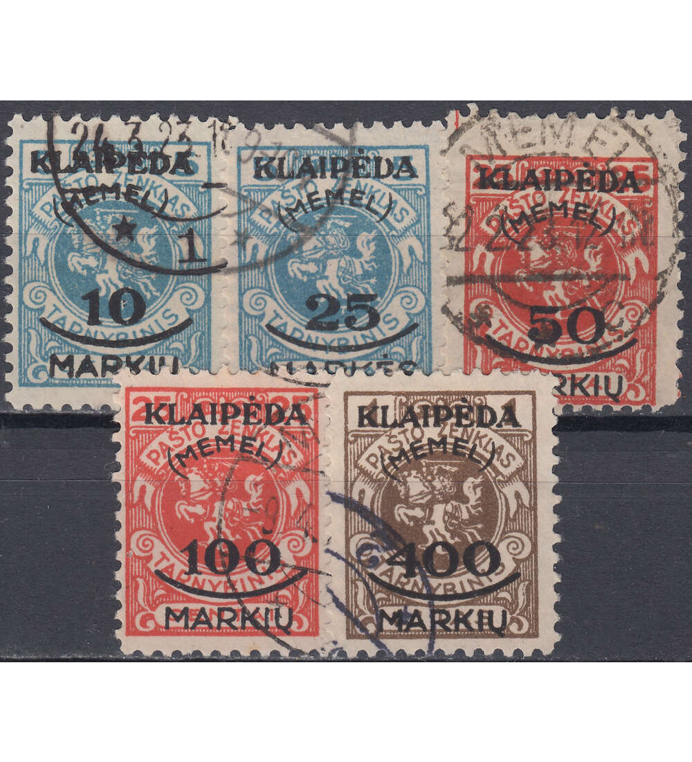 Memel Nr. 124-128 gestempelt
