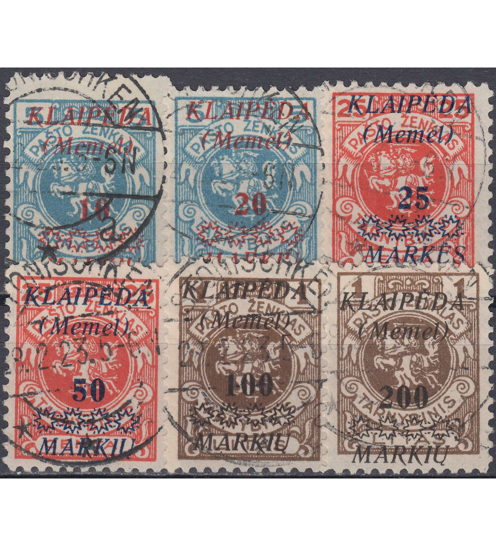 Memel Nr. 135-140 gestempelt