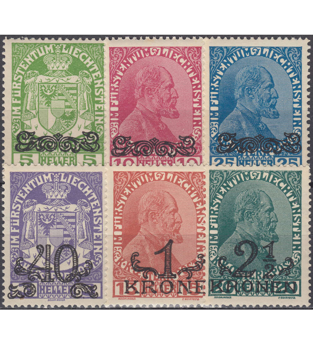 Liechtenstein Nr. 11-16        Aufdruckwerte