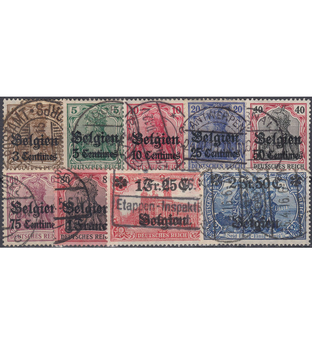 Deutsche Besetzung Belgien Nr. 1-9 gestempelt