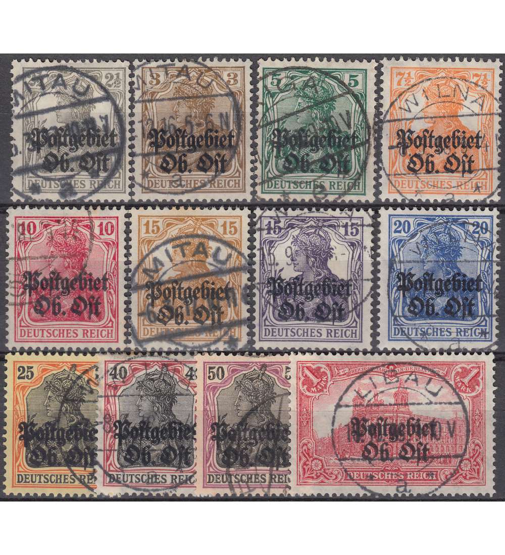 Deutsche Besetzung Postgebiet Oberbefehlshaber Ost Nr. 1-12 gestempelt