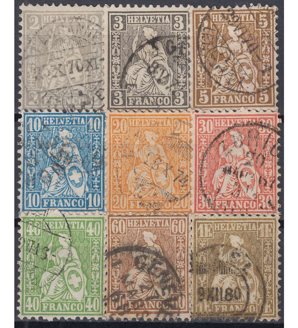 Schweiz Nr. 20-28 gestempelt Sitzende Helvetia 1862