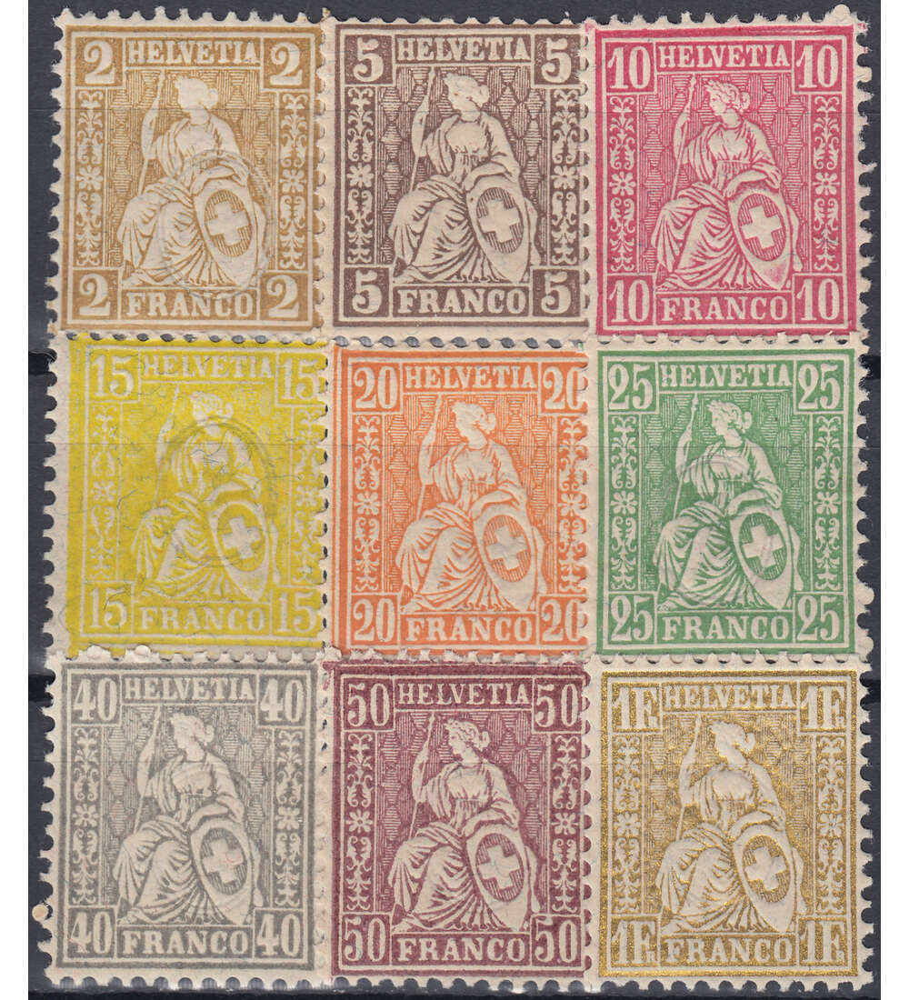 Schweiz Nr. 36-44 ungestempelt Sitzende Helvetia 1881