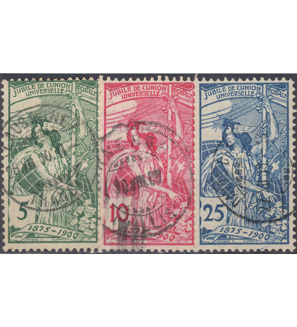 Schweiz Nr. 71-73 gestempelt 25 Jahre Weltpostverein 1900