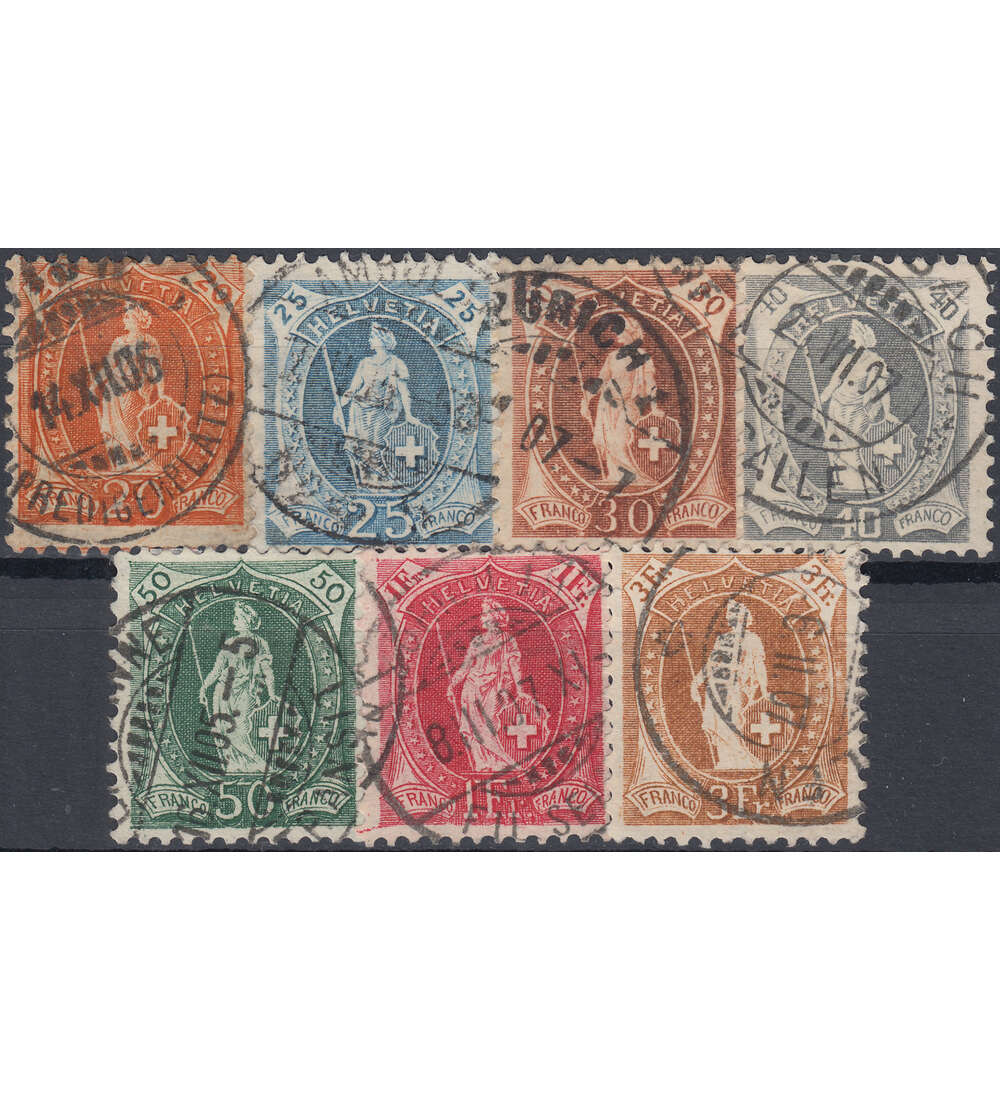 Schweiz Nr. 74-80 gestempelt Stehende Helvetia 1905