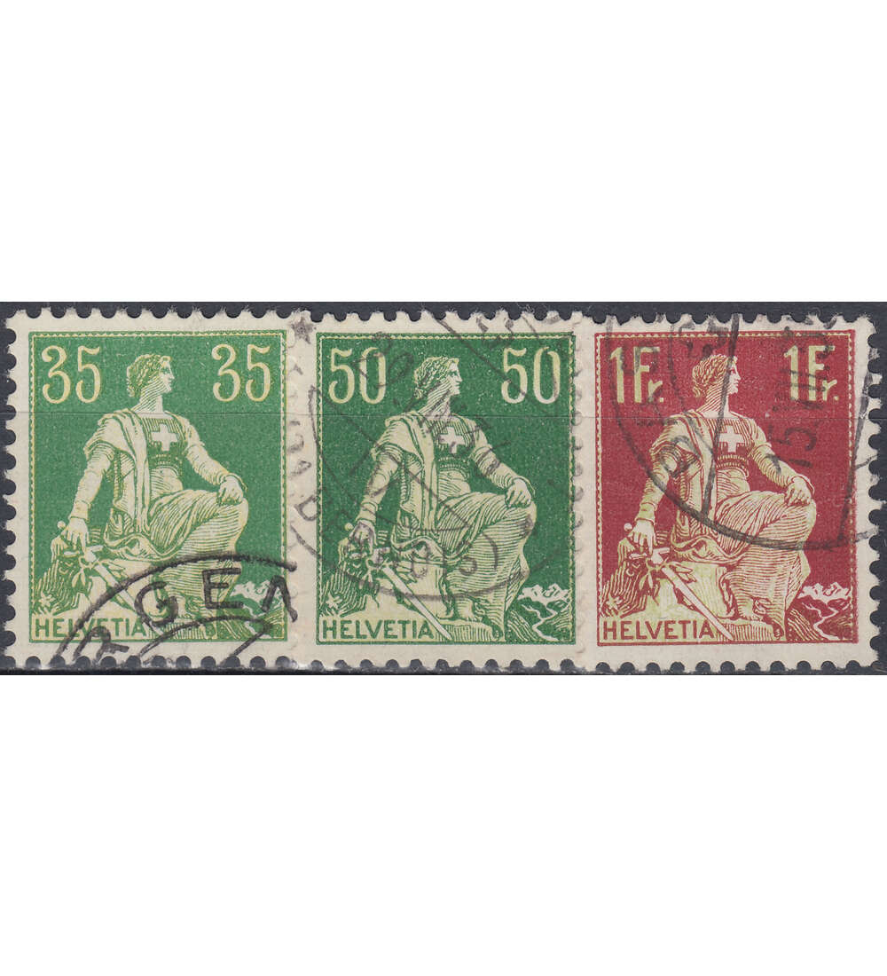 Schweiz Nr. 105,107,109z gestempelt Sitzende Helvetia 1908